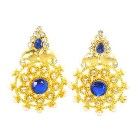 Ethnic Gold Plated Stone Studded Dangle Earrings